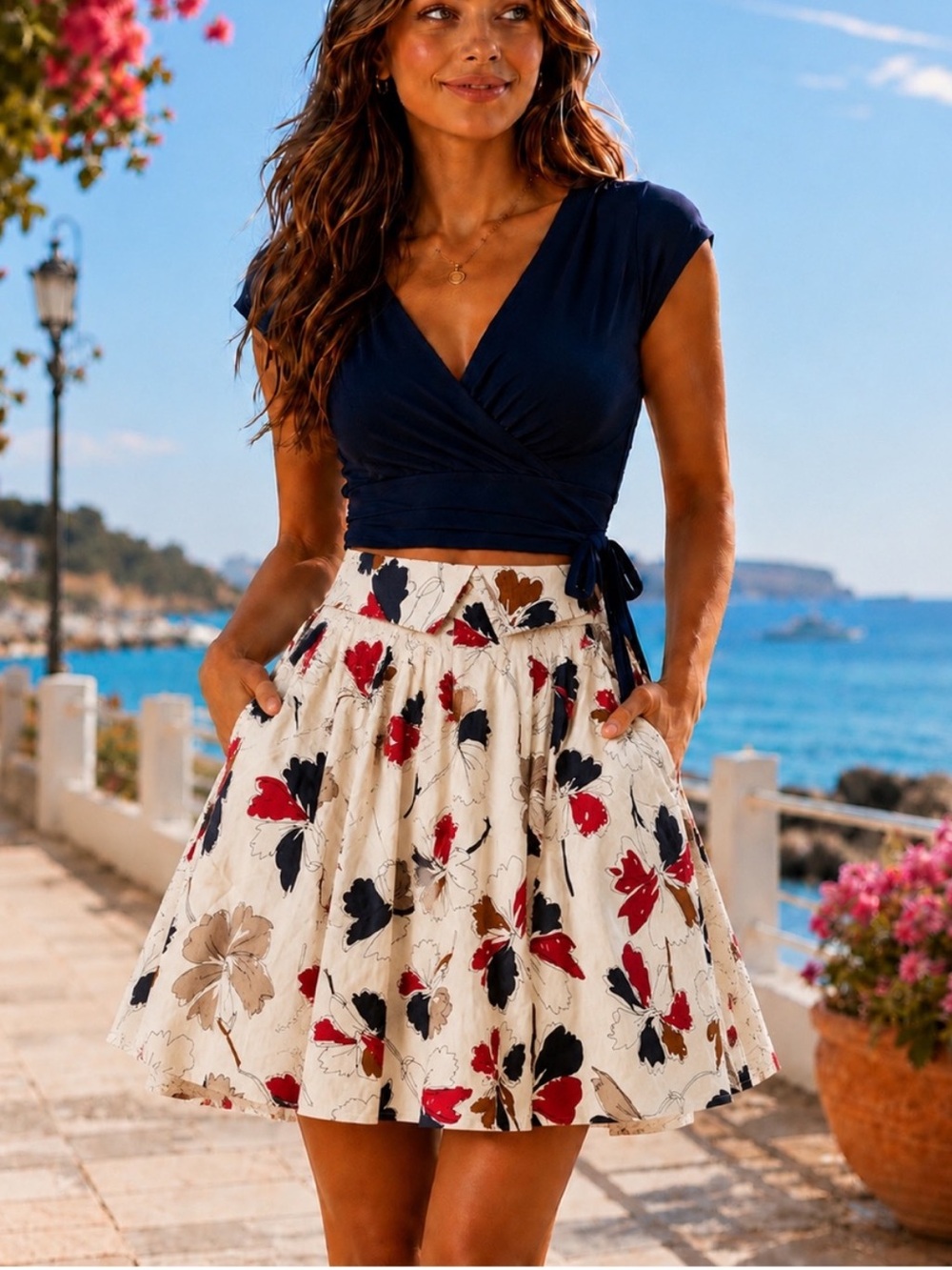 Tulip B Cream Floral Skater Skirt Mini. S M L XL